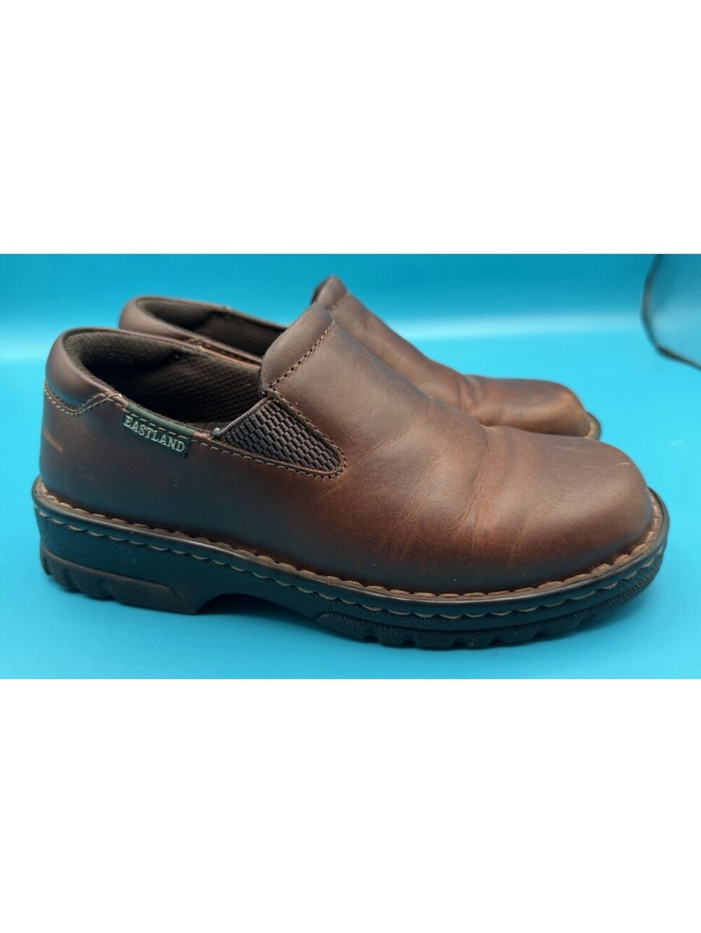Eastland Newport Brown Leather Slip On Casual Comfort Loafers Shoes GUC 7W